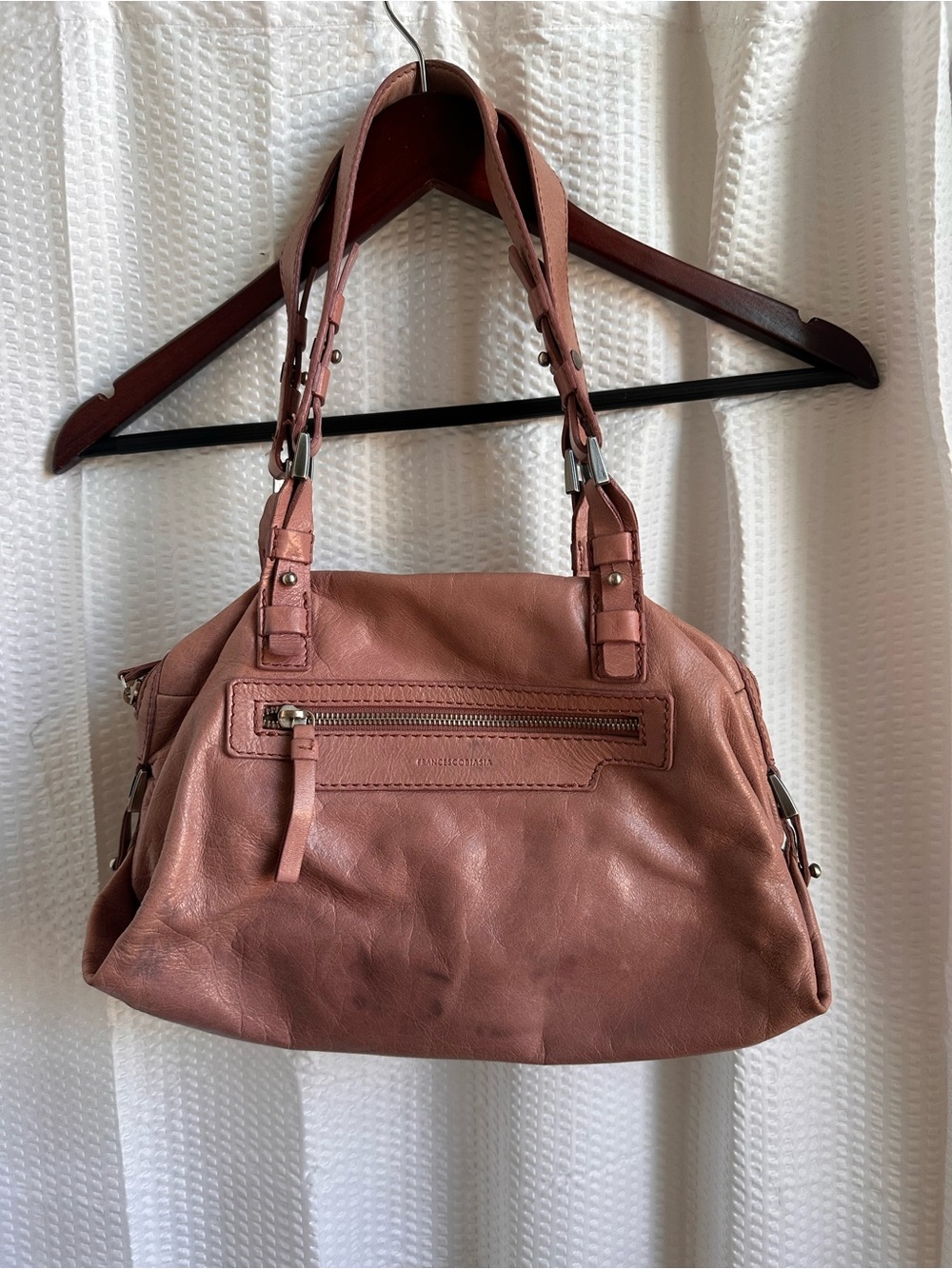 Francesco Biasia Dusty Rose Leather Shoulder Bag - Picture 2 of 8